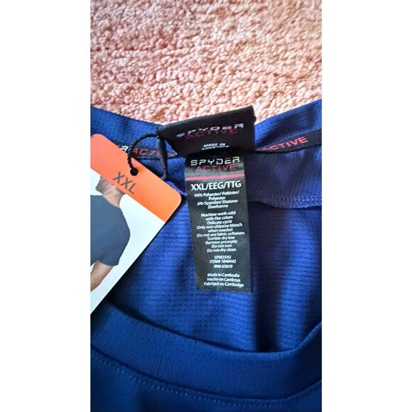 Spyder Active Performance T-Shirt Navy Blue Short Sleeve Crew Neck XXL NWT - Picture 3 of 8